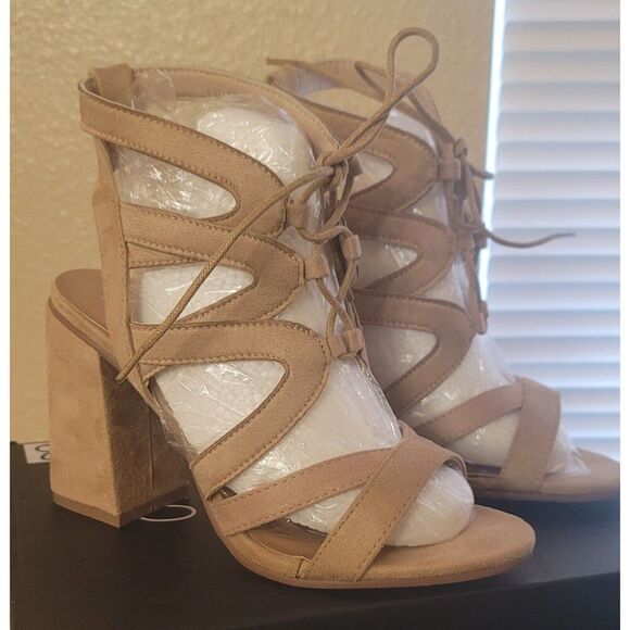 SOHO GIRLS LACE-UP SUEDE BLOCK SANDALS SIZE 8 NEW IN BOX - Picture 4 of 15